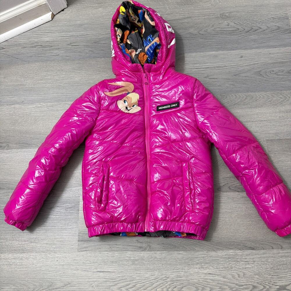 Members Only Space Jam Y2K High Shine Puffer Fuchsia Jacket Space Jam 7/8